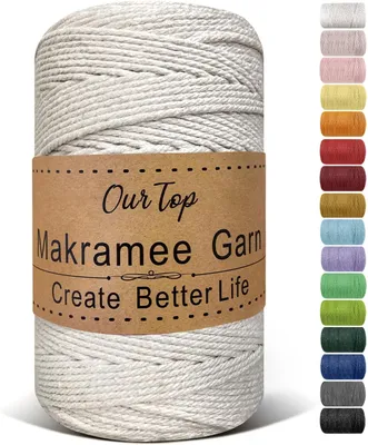 Productafbeelding van Macrame Koord 3 mm, 300 m, Natuurlijke Touw voor DIY, Weven, Decoratie