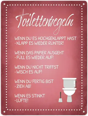 Produktbild von Toilettenregeln Metallschild XXL Schild Blechschild Aluminiumschild