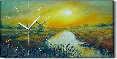 Produktbild von Leinwand Uhr Küche Wohnzimmer Bild 60x30 Kunst Malerei im Stil von - weiße Hände