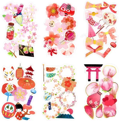 Zdjęcie produktu dla Naklejki 180 sztuk, 6 paczek, japoński styl, do scrapbookingu, dekoracji
