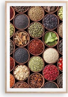 Produktbild von Gerahmtes Poster - Rahmen in heller Eiche - Gewürz Küche - 61x91,5 cm - Wand Bild - Wanddeko - Wandbilder - Kunstposter - Wandposter - Bilderrahmen - Bilder - Kunstdruck - Wandbild - P2NPA61x91-3600