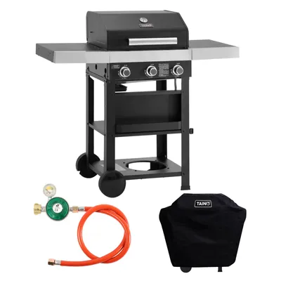 Produktbild von TAINO WABAYA 3+0 Gasgrill 3 Brenner Sear-Burner Schwarz Matt + Abdeckhaube