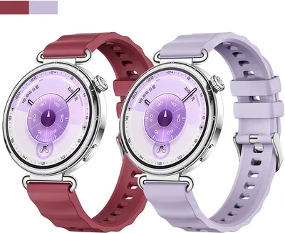 Produktbild von FFO2World 2er-Pack 18-mm-Silikonarmbänder für Garmin Vivoactive Venu Forerunner 41 mm und Huawei Watch GT4/5/6 41 mm – Lila/Weinrot