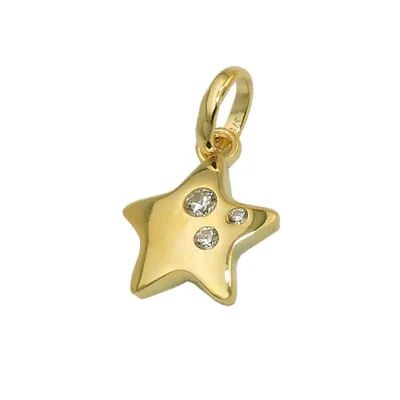 Immagine prodotto di Pendente a forma di stella, con 3 zirconi, in oro 9 carati