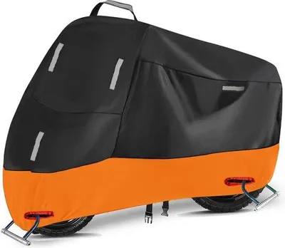 Zdjęcie produktu dla Wodoodporny pokrowiec na motocykl, wytrzymały, z paskami odblaskowymi, wiatroodporny, wymiary: 220 x 95 x 110 cm