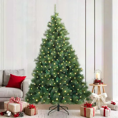 Obrázok produktu pre Nábytok Umelý vianočný stromček s 300 LED diódami Zelený 210 cm PE a PVC - Vianočné girlandy 3397792