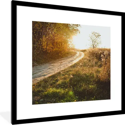 Produktbild von MuchoWow® Gerahmtes Poster Weg - Natur - Baum 40x40 cm - Poster mit Schwarzem Bilderrahmen Wandposter Rahmen Foto Bilder - Poster - Plakat im Rahmen