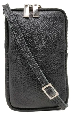 Image de Sac bandoulière en cuir pour femmes - Bandoulière réglable - Noir