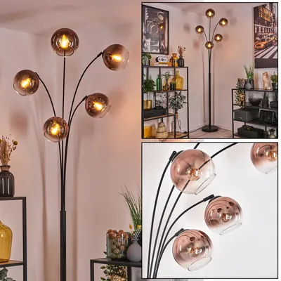 Produktbild von Cesaro Stehlampe aus Metall/Glas in Schwarz/Kupfer/Klar