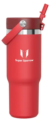 Isolierflasche 900 ml mit Strohhalm, RVS, BPA-frei, spülmaschinengeeignet