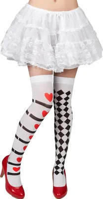 Produktbild von Harlekin Alice Overknees-Strümpfe schwarz-weiss-rot - Einheitsgröße