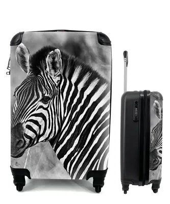 Produktbild von MuchoWow® Koffer Handgepäck Trolley Rollkoffer Kleine Reisekoffer mit 4 Rollen - Zebra-Porträt - Cabin Size < 55x40x23 cm & 55x40x20 cm - Fotokoffer - Kabinenkoffer - Boardgepäck - Reise-Box - Reisekoffer - Reisegepäck - Koffer mit Bild - Trolley für Kinder