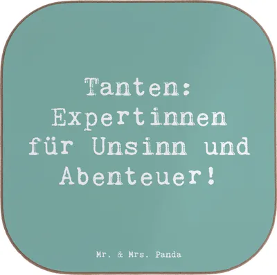 Produktbild von Mr. & Mrs. Panda Tassen Untersetzer Spruch Tante Abenteuer - Meeresbrise - Geschenk, Gläser, für, Verwandtschaft, Tischuntersetzer, Familienbande, bieruntersetzer, Neffe