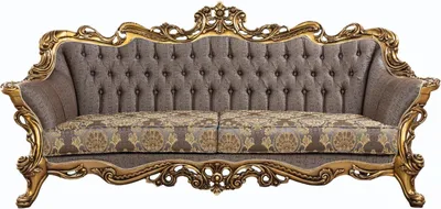 Immagine prodotto di Divano chesterfield classico a tre posti con struttura dorata Divani