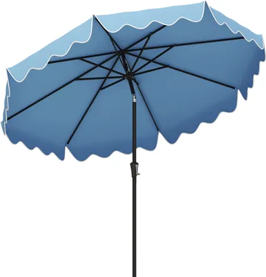 Immagine prodotto di Ombrellone COSTWAY 270 cm, ombrellone da giardino con 8 costole, manovella e mantovana, pieghevole a 25° su entrambi i lati, ombrellone da patio, ombrellone da mercato blu navy