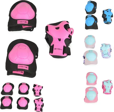 Produktbild von Byox Schutzausrüstung H110 Protektoren Ellenbogen- Handgelenk- und Knieschützer pink