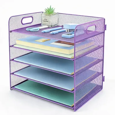 Produktbild von 5-lagiger Schreibtisch-Organizer für A4-Papier in Lila