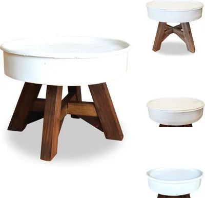 Productafbeelding van vidaXL Salontafel, massief gerecycled hout, 60 x 45 cm, wit - Salontafels