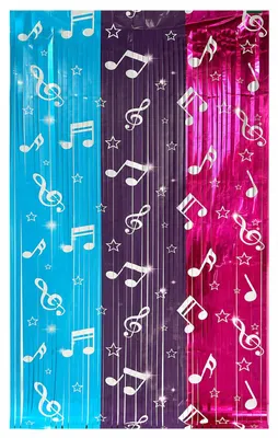 Productafbeelding van Folienvorhang met muzieknoten en sterren, 100 x 200 cm voor feestdecoratie
