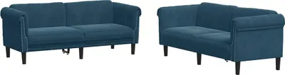 Produktbild von vidaXL 2-tlg. Sofagarnitur Blau Samt