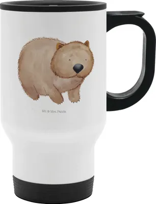 Produktbild von Mr. & Mrs. Panda Teebecher Wombat - Weiß - Geschenk, Tiere, Thermobecher, thermosbecher, Isolierbecher, Spruch, Das Leben Ist schön, Mit Deckel, To Go, Australien