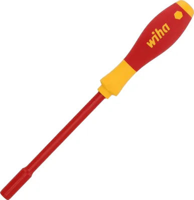 Produktbild von Wiha Steckschlüssel VDE 6-kant SW 5mm Gesamtlänge 236mm brüniert mit Innenbohrung Mehrkomponenten-Griff - 855