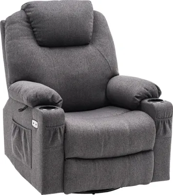Produktbild von MCombo Elektrisch Relaxsessel Massagesessel 240° Dreh+ Schaukel + Vibration + Heizung7070DE (Grau-Stoff)