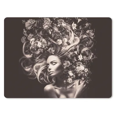 Produktbild von MuchoWow® Mauspad Mousepad Blumen - Frau - Natur 40x30 cm - Mousepads - Maus Mat - Pad - Mausunterlage - Anti Rutsch