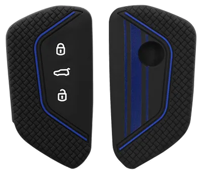Produktbild von kwmobile Schlüsselhülle für VW Golf 8 3-Tasten Autoschlüssel Hülle - Autoschlüssel Schlüssel Hülle aus Silikon - Schlüsselschutz Gehäuse in Blau