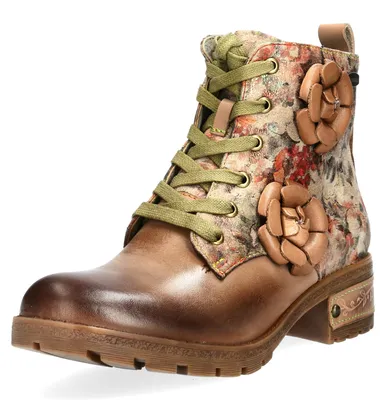 Produktbild von Laura Vita Damen Schnürstiefelette mit Blütenapplikationen Cocrailo 47, Größe:40 EU, Farbe:Beige