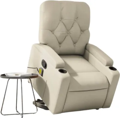 Image de Fauteuil de massage avec releveur Crème Similicuir