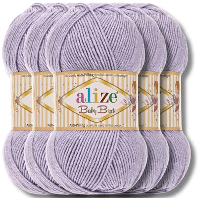 Produktbild von Alize 5x 100g Baby Best Wolle, Antipilling, Uni, Häkeln, Stricken (Wisteria I 682)