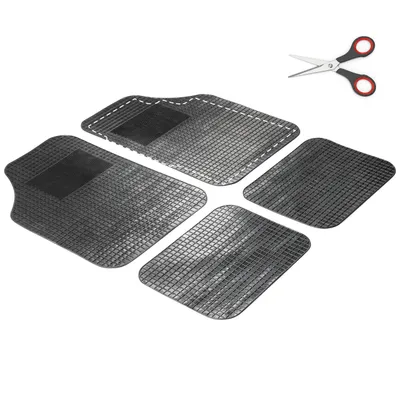 Produktbild von WALSER Universal Auto Gummimatten Set Varios, Antirutschmatten 4-teilig, zuschneidbare Fußmatten für PKW
