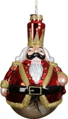 Produktbild von Christbaumschmuck Glas 15cm Nussknacker Figur Rot / Gold