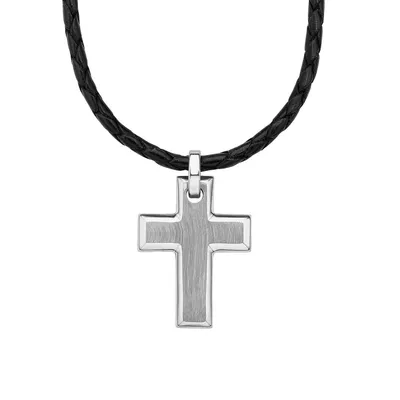 Produktbild von s.Oliver Jewel Herren Kette Leder Edelstahl Kreuz 2015064