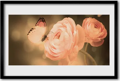 Produktbild von Bild 60x40 MDF-Rahmen Wandkunst Schmetterling Rosen Natur