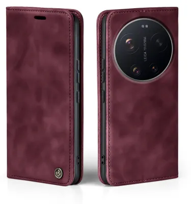 Produktbild von Handy Hülle für Xiaomi 17 Ultra Klapphülle Bookcase Flip Cover Handy Tasche Etui Farbe: Weinrot