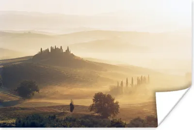 Produktbild von MuchoWow® Poster Toskana - Nebel - Sonne 180x120 cm - Fotoplakat