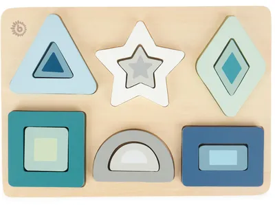 Produktbild von Bieco Holzspielzeug Baby - geometrisches Puzzle Steckspiel ab 1 Jahr - pastell -  Formen Puzzle Baby - Steckpuzzle Holz - Bauklötze - Holzpuzzle Formen und Farben Steckspiel Holz Formen Steckspiel