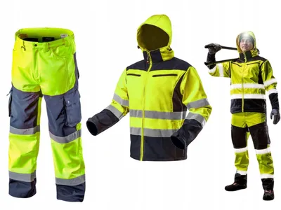 Produktbild von NEO TOOLS Softshell Warnschutz Arbeitskleidung Set – Jacke und Hose mit 8000 mm Wassersäule