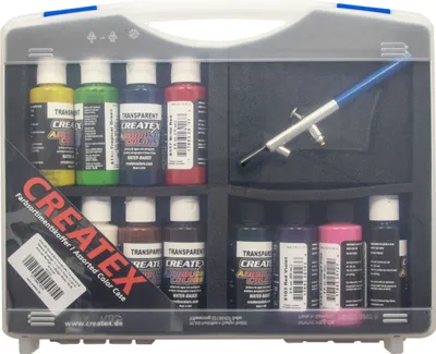 Produktbild von Airbrushkoffer Transparent & Opaque Createx Farben mit Badger 150M - 800240