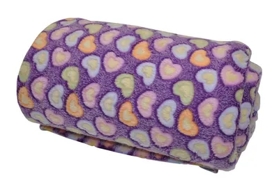 Obrázek produktu pro Deka mikroplyš 150x200 cm - srdce na fialové