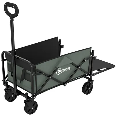 Produktbild von Gartenwagen 90 kg belastbar, klappbar Transportwagen mit herausnehmbare Plane, Griff, Rädern 72 Liter Grün