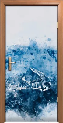 Produktbild von Türposter 90x200 cm Türaufkleber Türtapete Türfolie Klebefolie Berg Landschafts im Winter Aquarell