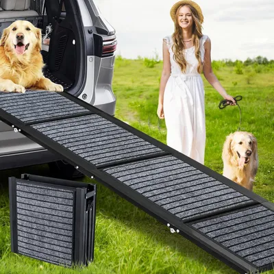 Productafbeelding van Hondenrampen, draagbaar, 180 cm, antislip, opvouwbaar, draagvermogen tot 127 kg, zwart, afmetingen 180x50 cm