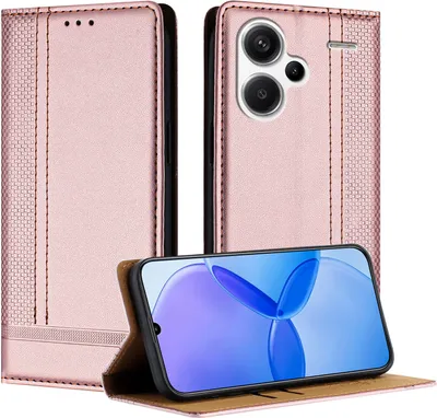 Obrázek produktu pro Pouzdro pro Xiaomi Redmi Note 13 Pro+ kožené flipové pouzdro s funkcí stojánku Růžový
