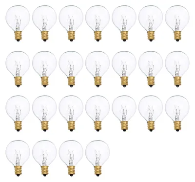 Obrázok produktu pre Žiarovky G40, náhradná volfrámová žiarovka, 7 W, 220–240 V, číra guľa, pätica E12, pre vnútorné aj vonkajšie použitie, terasa, dekorácia, domáce použitie, svadba, oslava, dekorácia, 25 ks