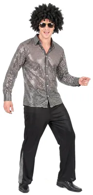 Immagine prodotto di costume da uomo disco anni '70 argento-nero - XL