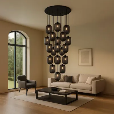 Produktbild von s.luce Velo Galerieleuchte 20-flammig Ø 120cm Baldachin, Ø 25cm Braun 20-Flammig Zylindrisch, Rund, Länglich