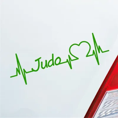 Produktbild von Auto Aufkleber Judo Herzschlag Kampfsport Wettkampf Sport Liebe 19x6 cm Hellgrün Sticker Heckscheibenaufkleber